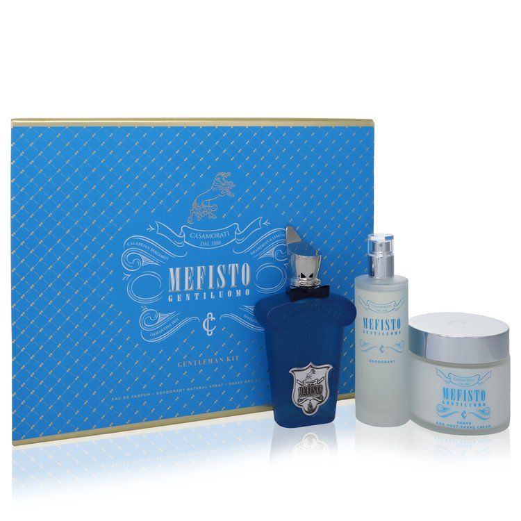 Mefisto Gentiluomo by Xerjoff Gift Set -- 3.4 oz Eau de Parfum Spray + 3.4 oz Deodorant Spray + 6.7 oz Shave and Post Shave Cream for Men