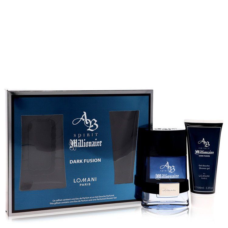 Spirit Millionaire Dark Fusion by Lomani Gift Set -- 3.3 oz Eau de Parfum Spray + 3.3 oz Shower Gel for Men
