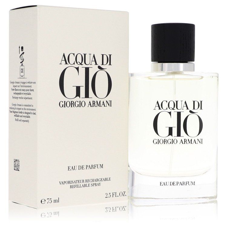 Acqua Di Gio by Giorgio Armani Eau de Parfum Refillable Spray for Men 2.5 oz (75 ml)
