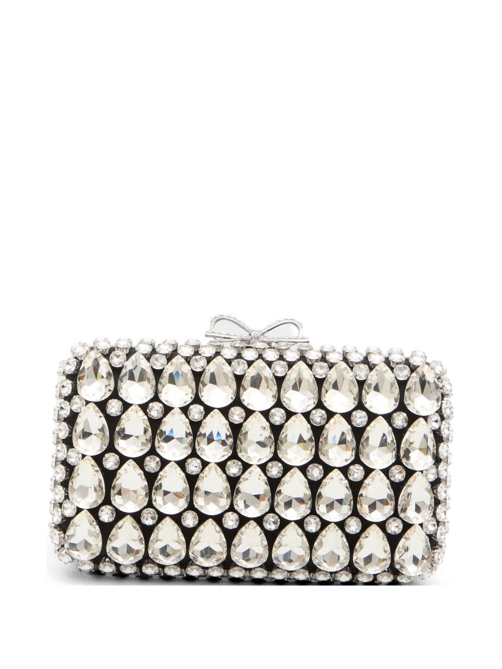 Self-portrait Black Satin Crystal Clutch Bag
