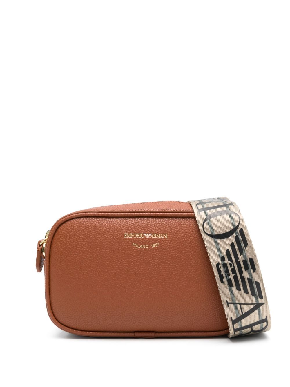 Emporio Armani logo-debossed leather camera bag