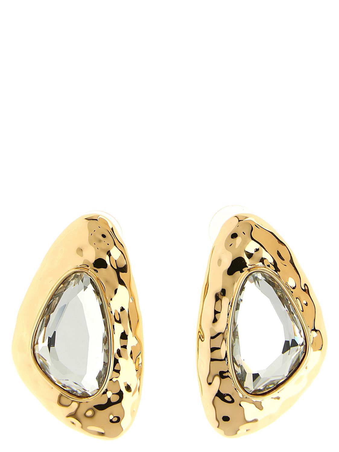Self-Portrait Hammered Gold Crystal Earrings