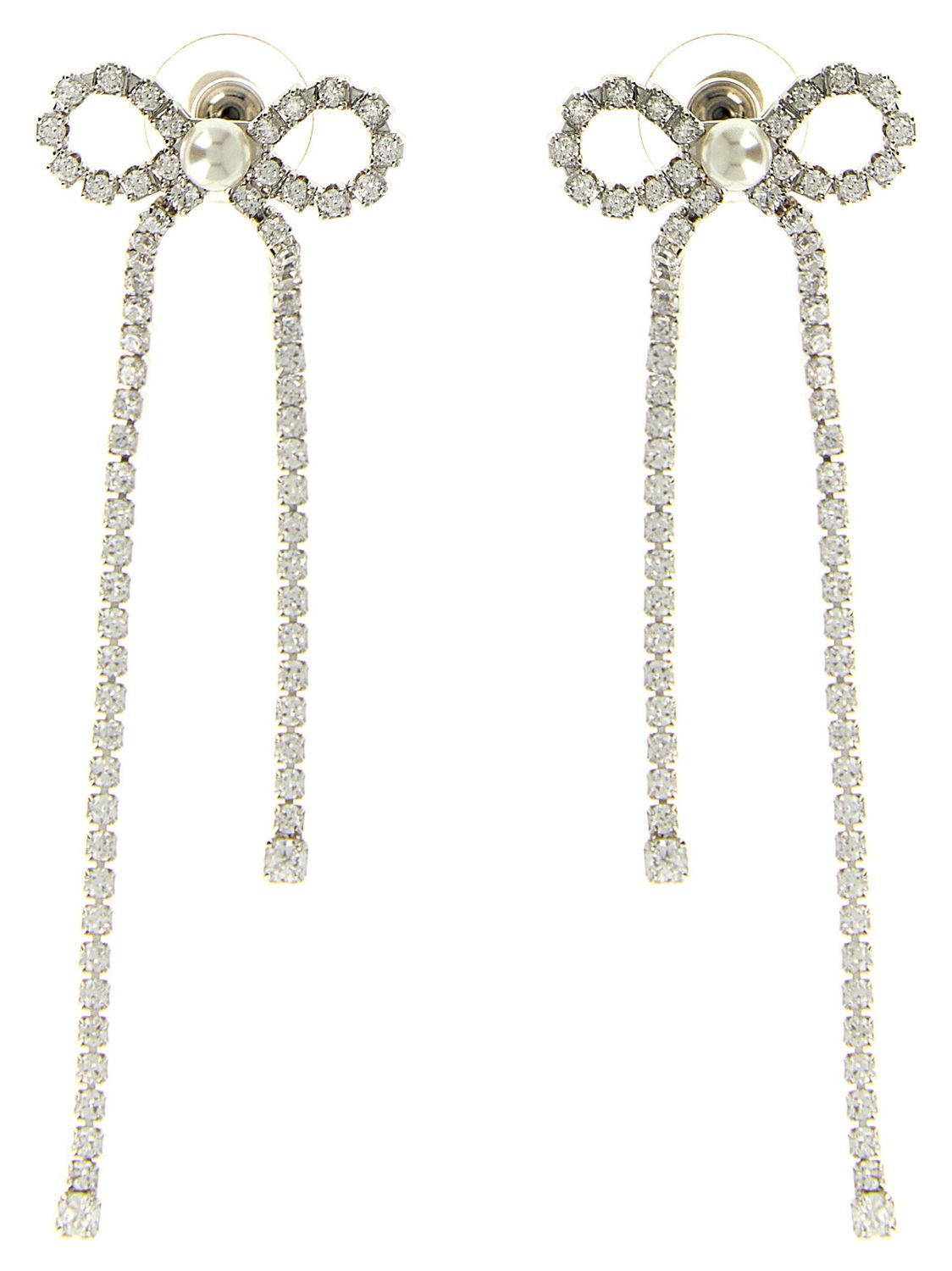 Self-Portrait Crystal Droplet Bow Earrings