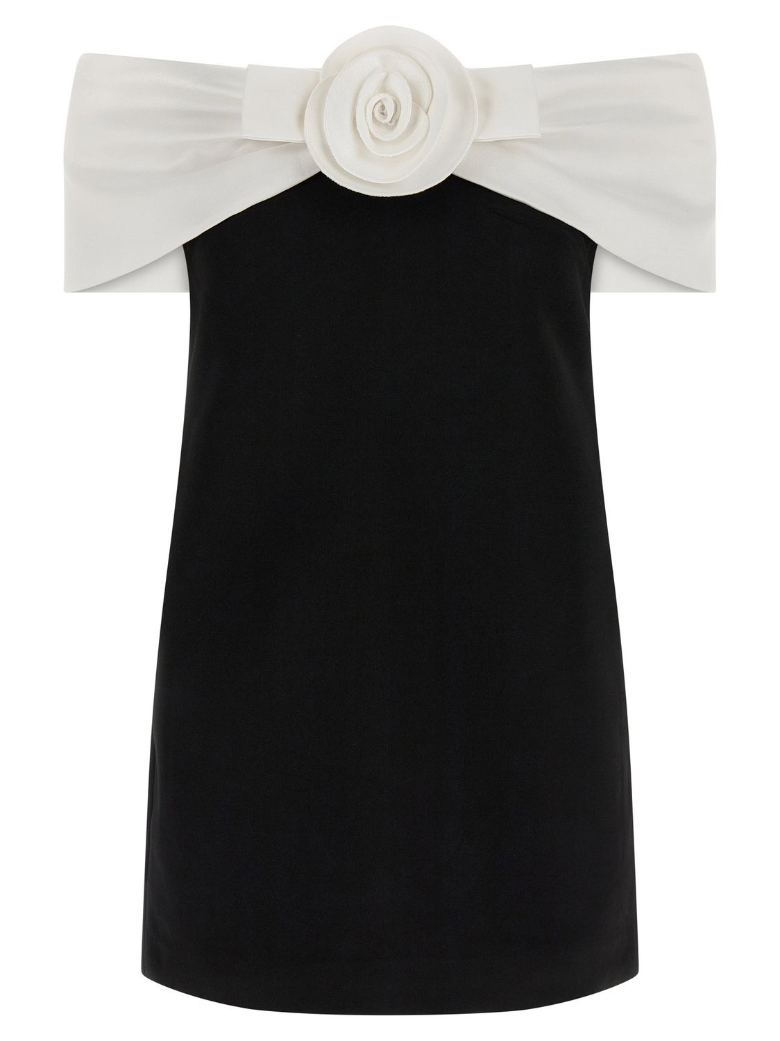 Self-Portrait Black Crêpe Flower Mini Dress