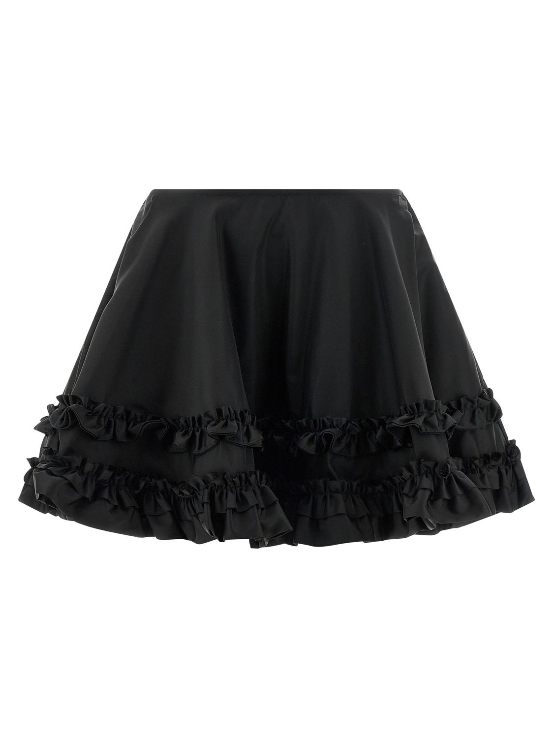 GANNI Duchesse Nylon Mini Frill Black Nylon Skirt