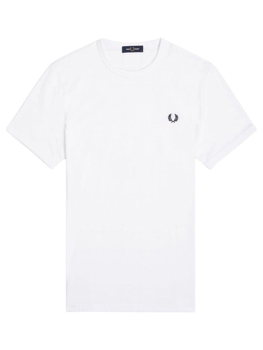 Fred Perry Cotton Ringer T-Shirt in White