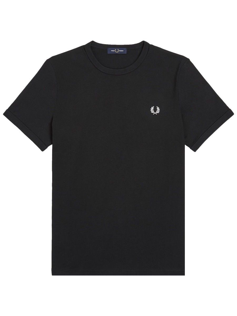 Fred Perry Cotton Ringer T-Shirt in Black