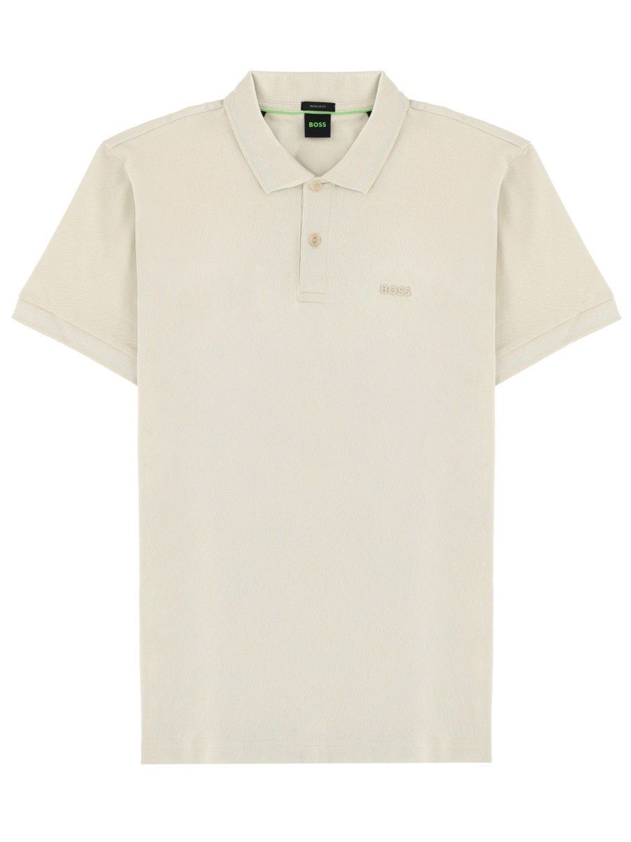 BOSS Pio 1 Cotton-Piqué Polo in Beige