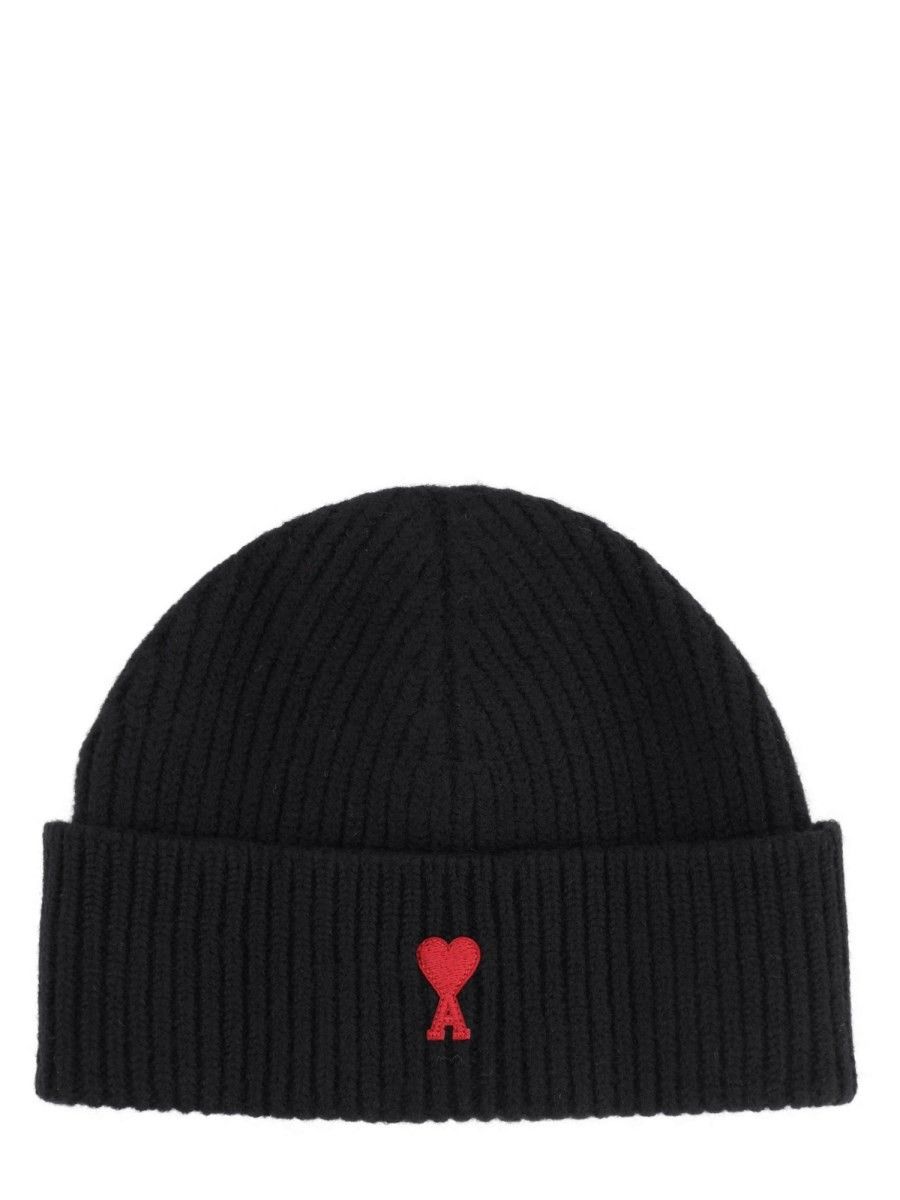 AMI Paris Ami de Coeur Black Beanie
