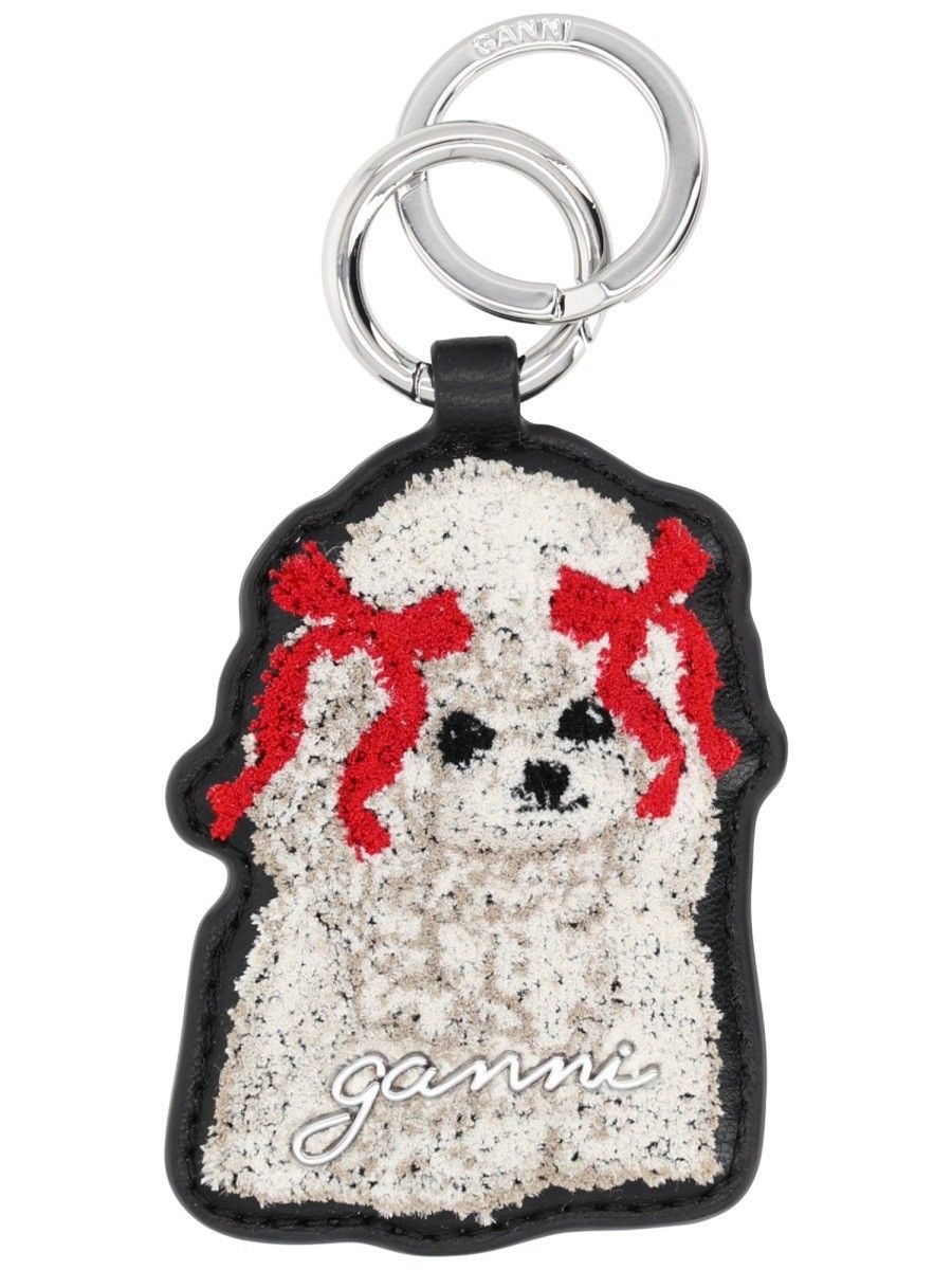GANNI Black Leather Key Holder
