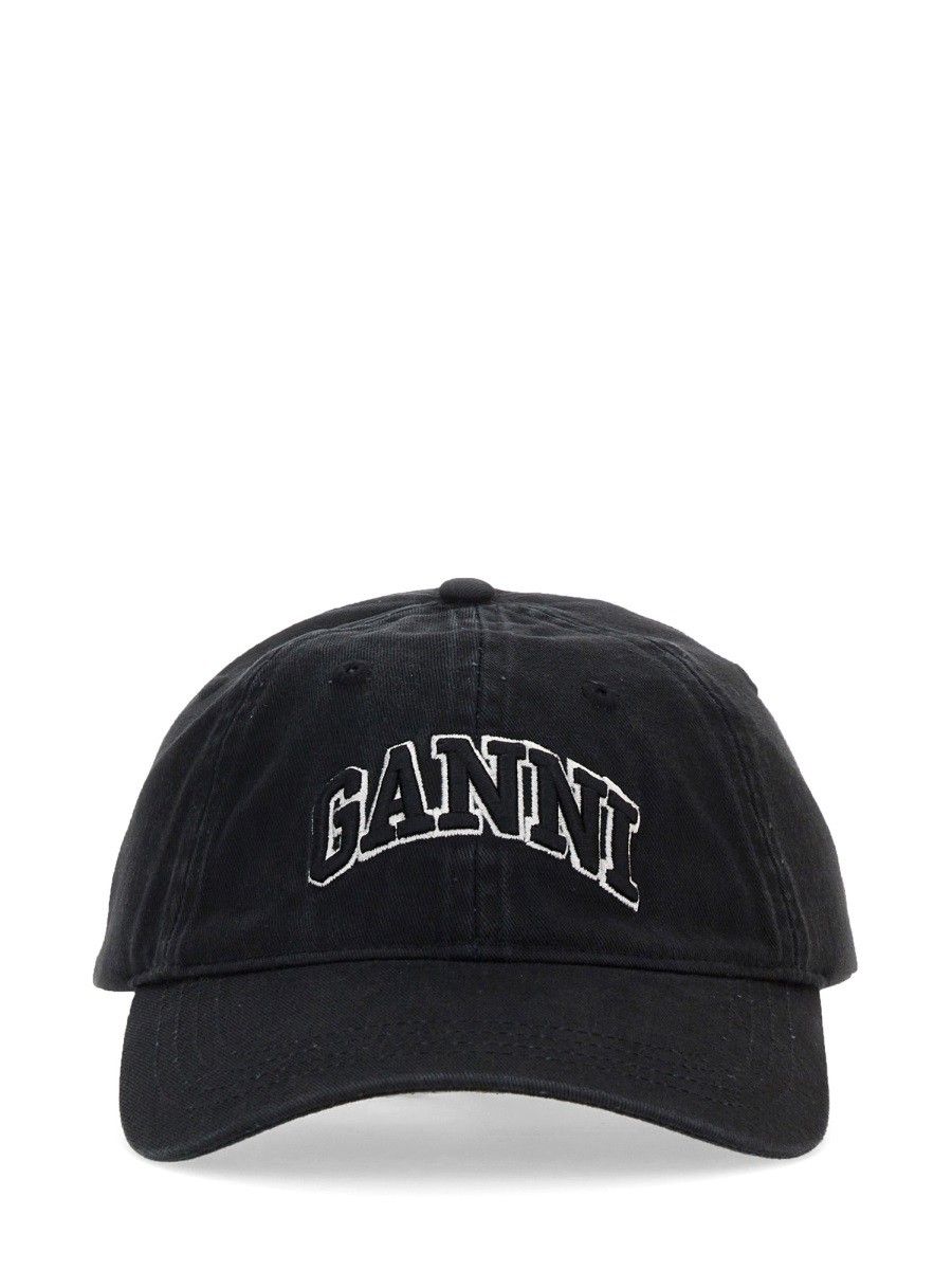 GANNI Black Canvas Baseball Cap