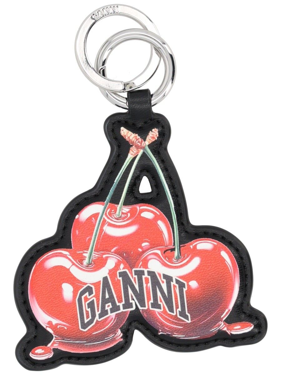 GANNI Black Leather Keychain