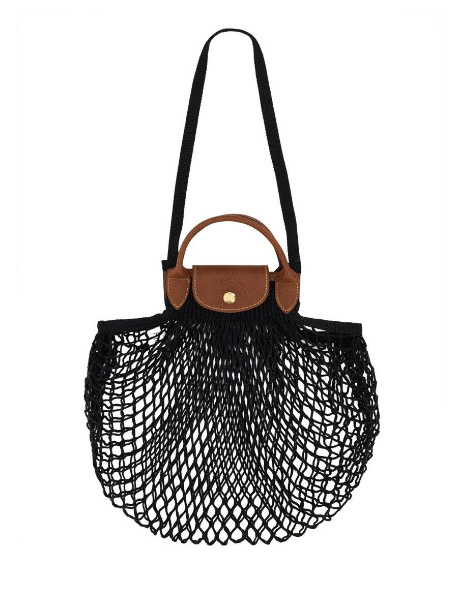Longchamp Le Pliage Filet Large Mesh Bag in Black