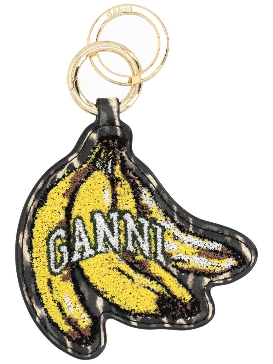 GANNI Banana Keychain in Black