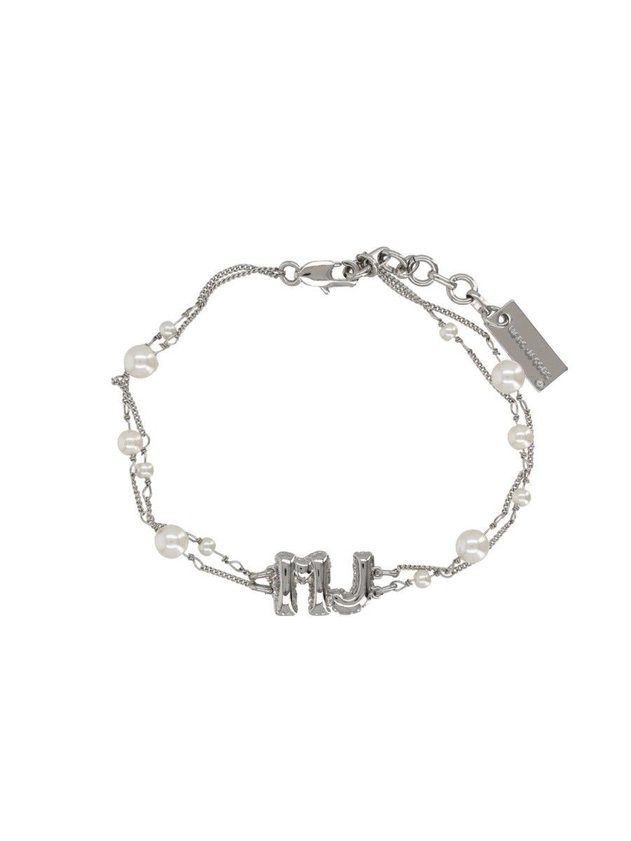 Marc Jacobs Pearl MJ Baloon Silver Bracelet