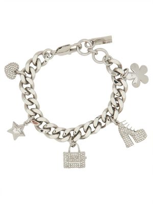 Marc Jacobs THE Pave Mini Icon Charm Silver Bracelet
