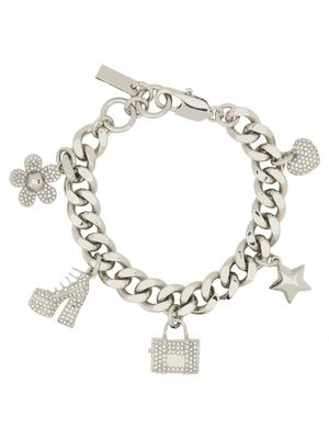 Marc Jacobs THE Pave Mini Icon Charm Silver Bracelet