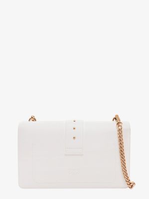 Leather shoulder bag with love birds buckle