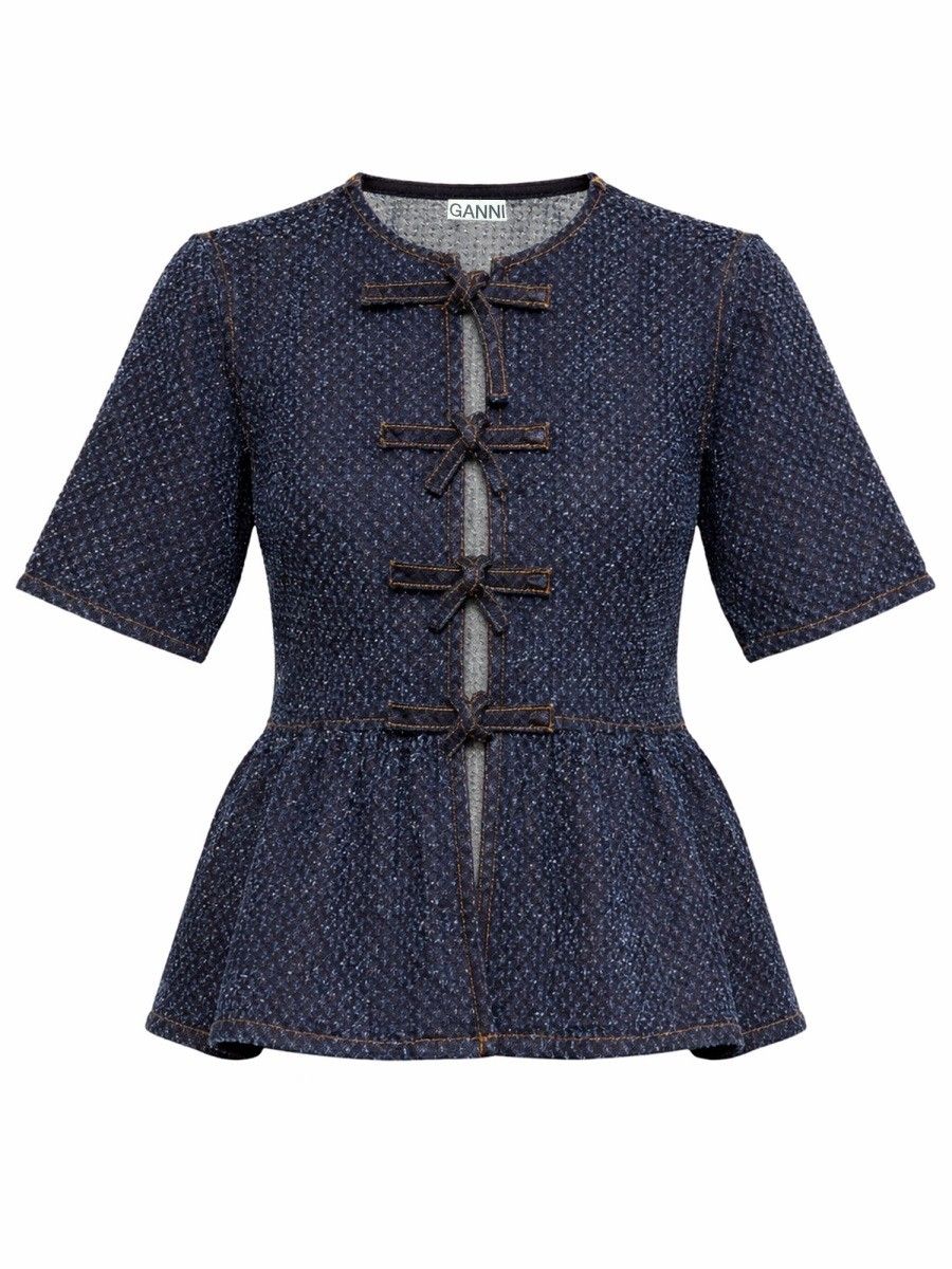 GANNI Peplum Blue Top
