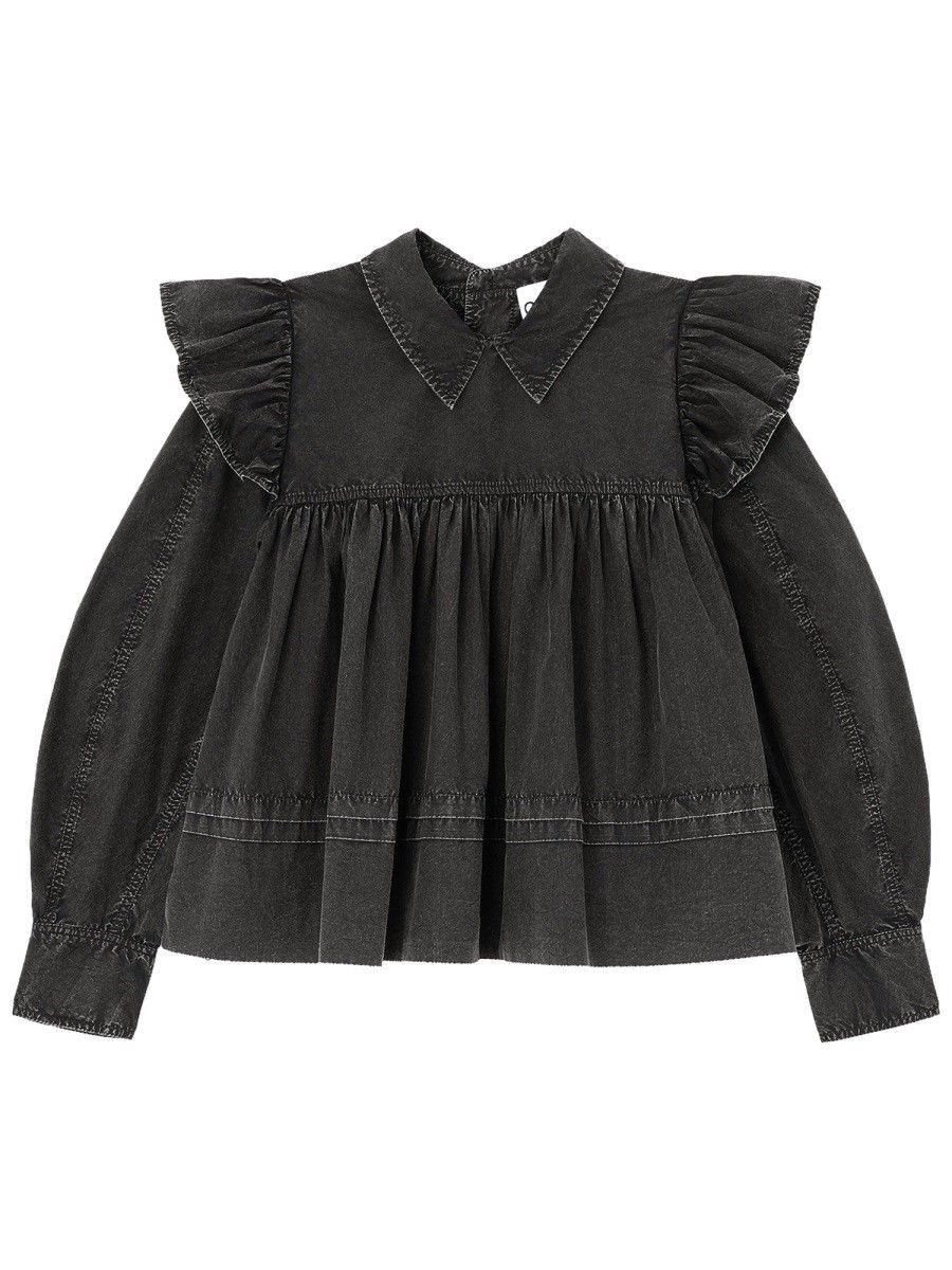 GANNI Black Collared Blouse