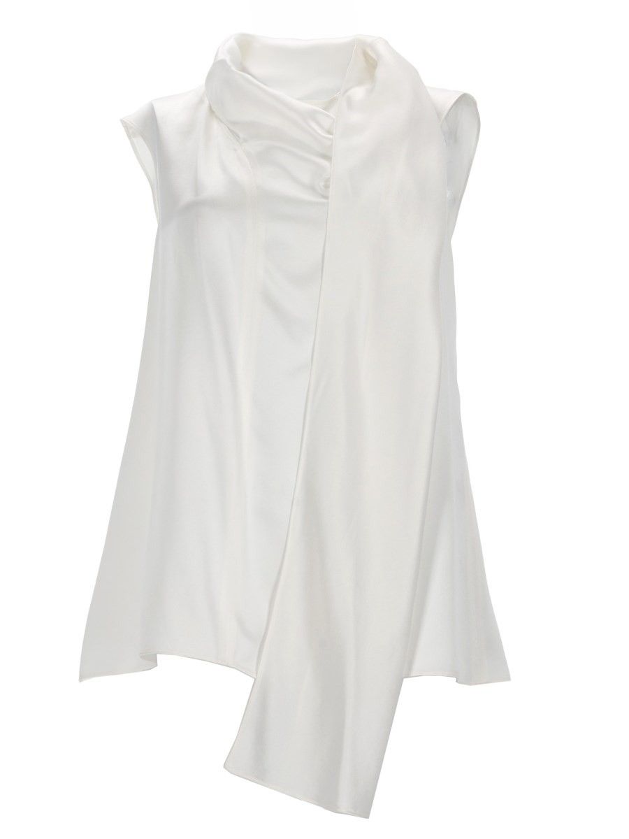 Max Mara White Silk-Satin Top