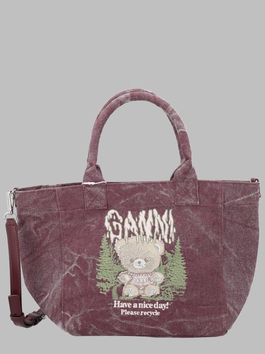 GANNI Forest Teddy Small Tote Bag
