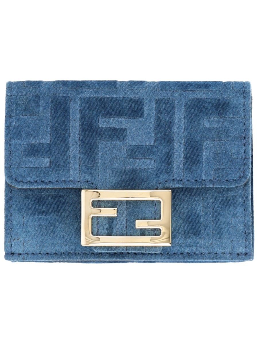 Fendi Micro Trifold Baguette Blue Wallet