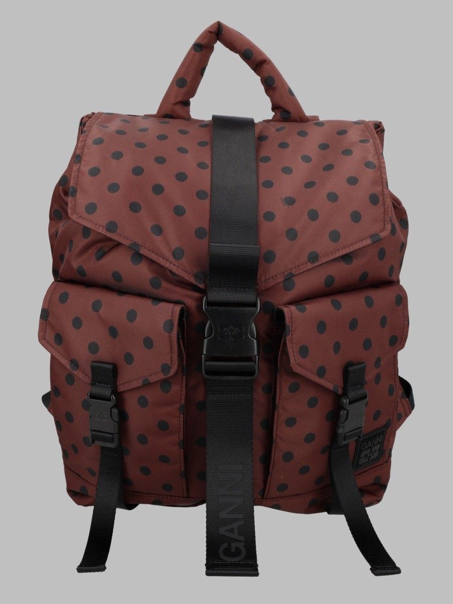 GANNI Re-Tech Printed Brown Backpack