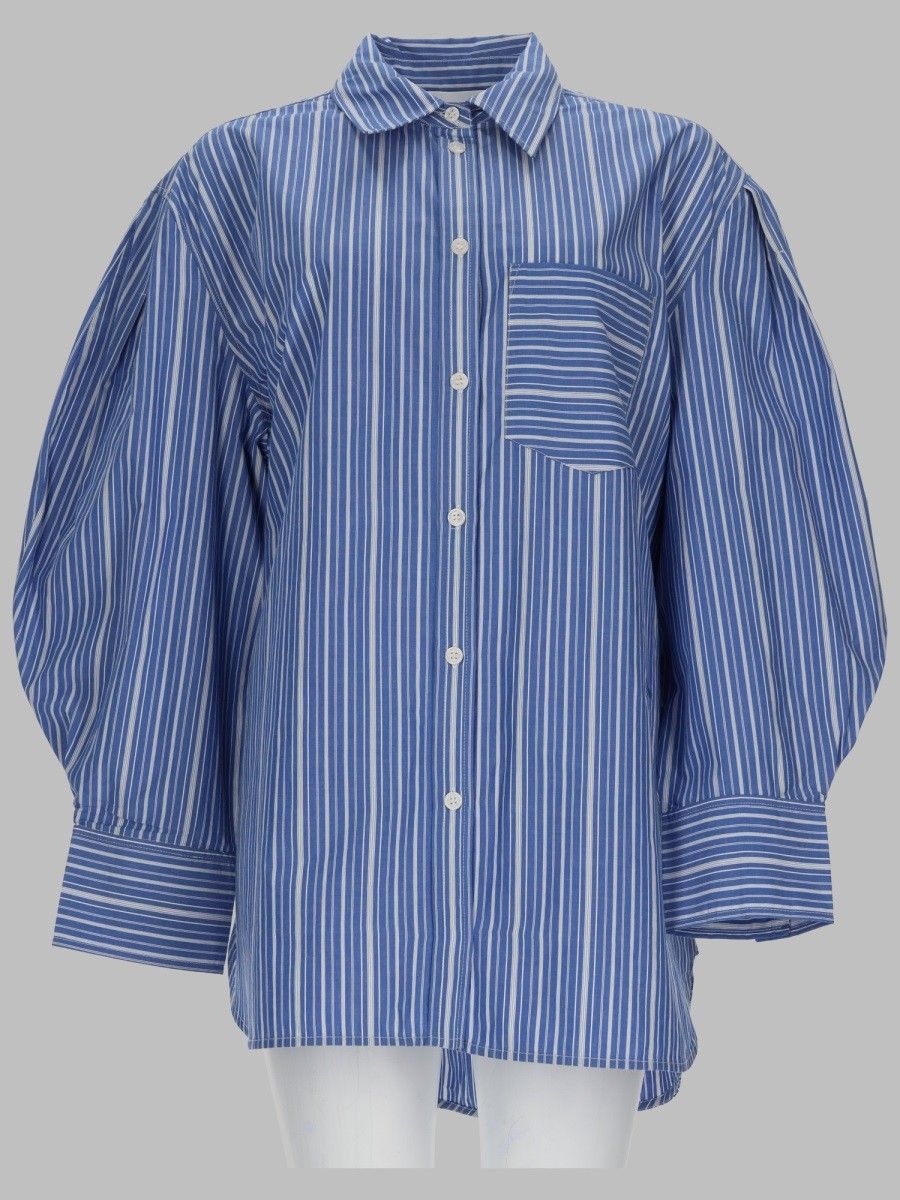 GANNI Blue Striped Cotton Shirt