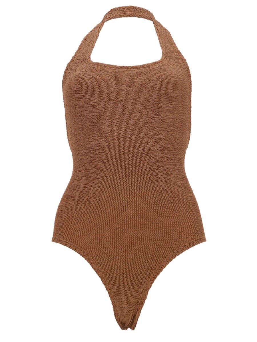 HUNZA G Sandy Swim Brown One-Piece Swimsuit
