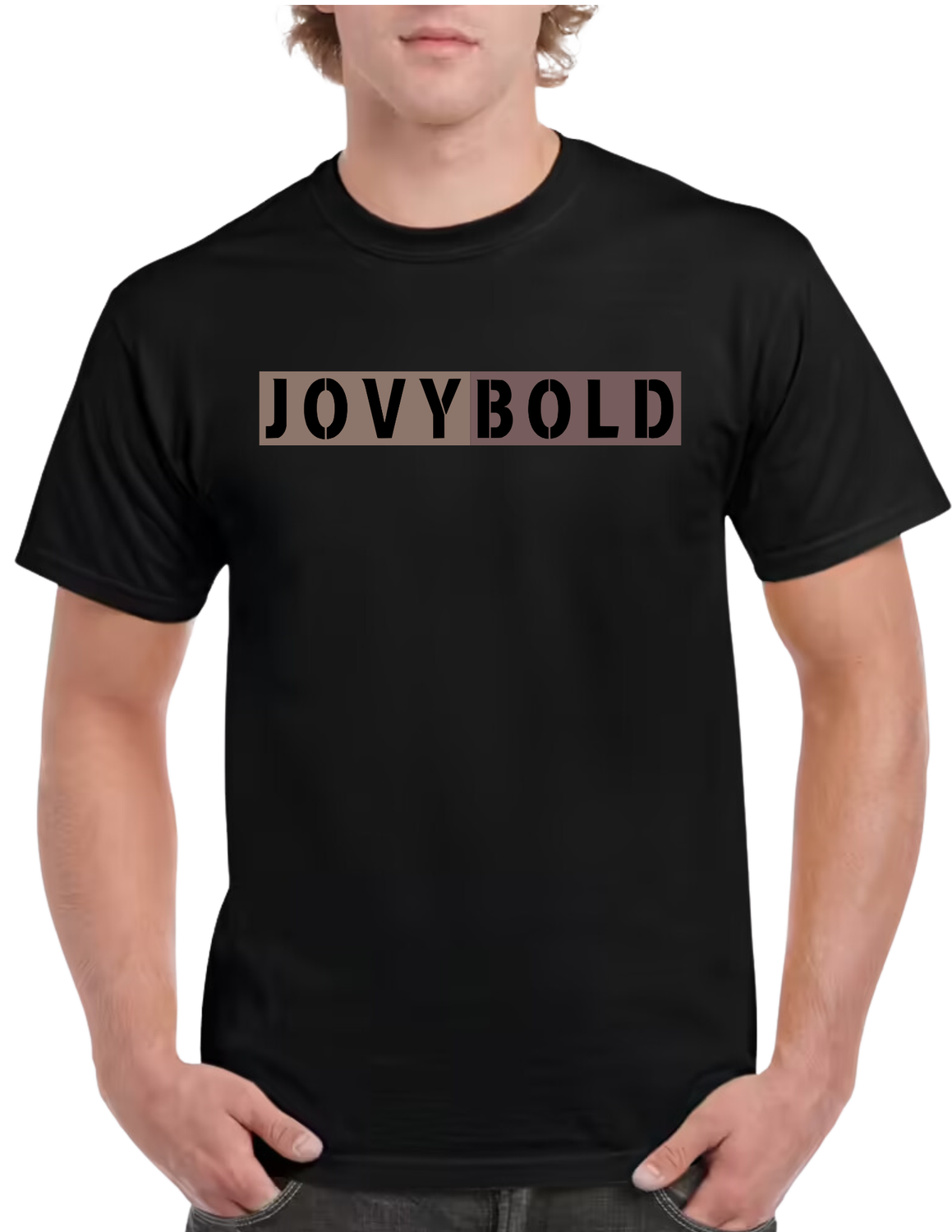 Heavy weight adult t-shirt, &#39;Jovy Bold&#39; text