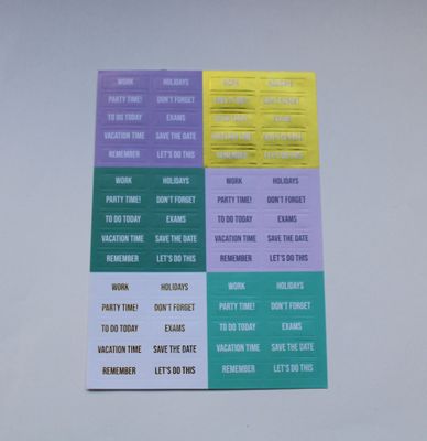 Sheet met rechthoekige planningstickers