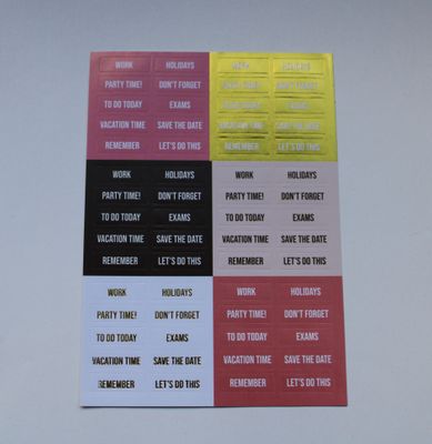 Sheet met rechthoekige planningstickers