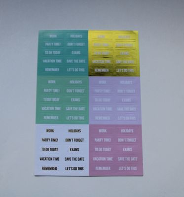 Sheet met rechthoekige planningstickers