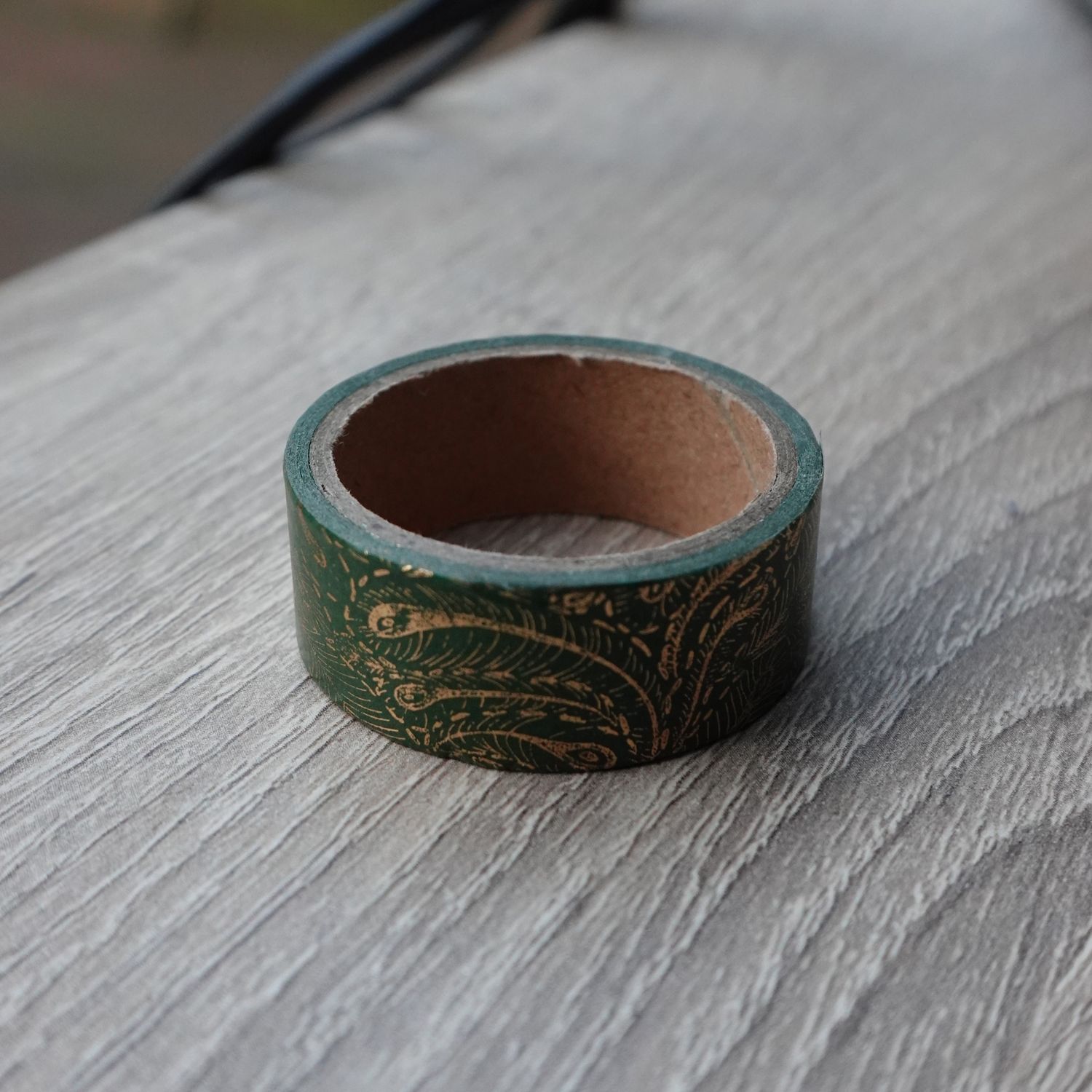 Donkergroene washi tape met gouden patroon