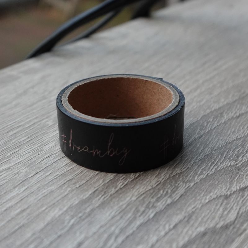 Zwarte washi tape met tekst