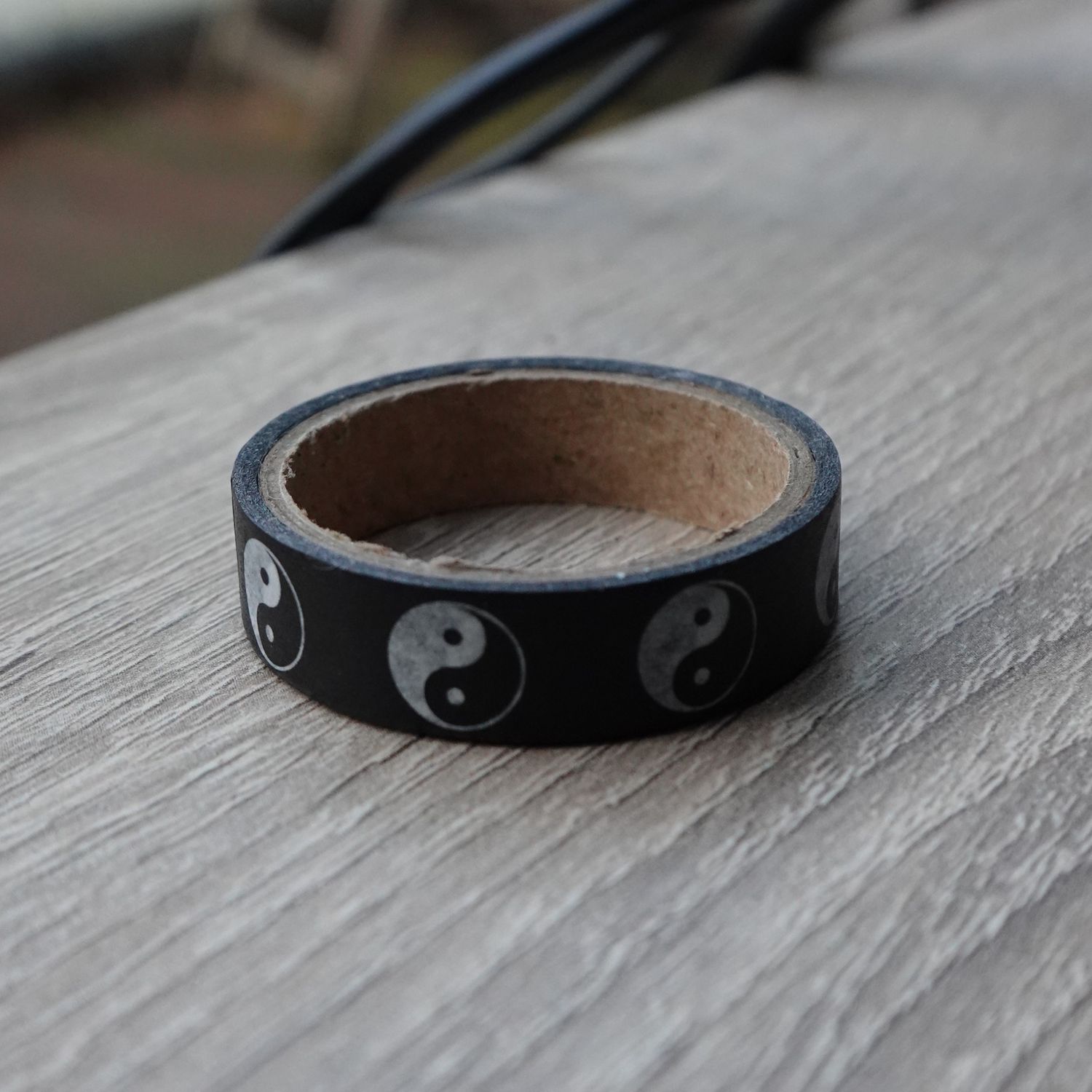 Zwarte washi tape met yin yang