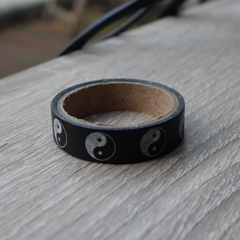 Zwarte washi tape met yin yang