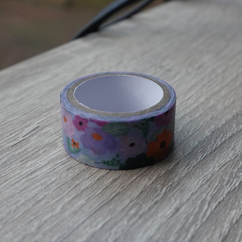 Paarse washi tape met bloemen