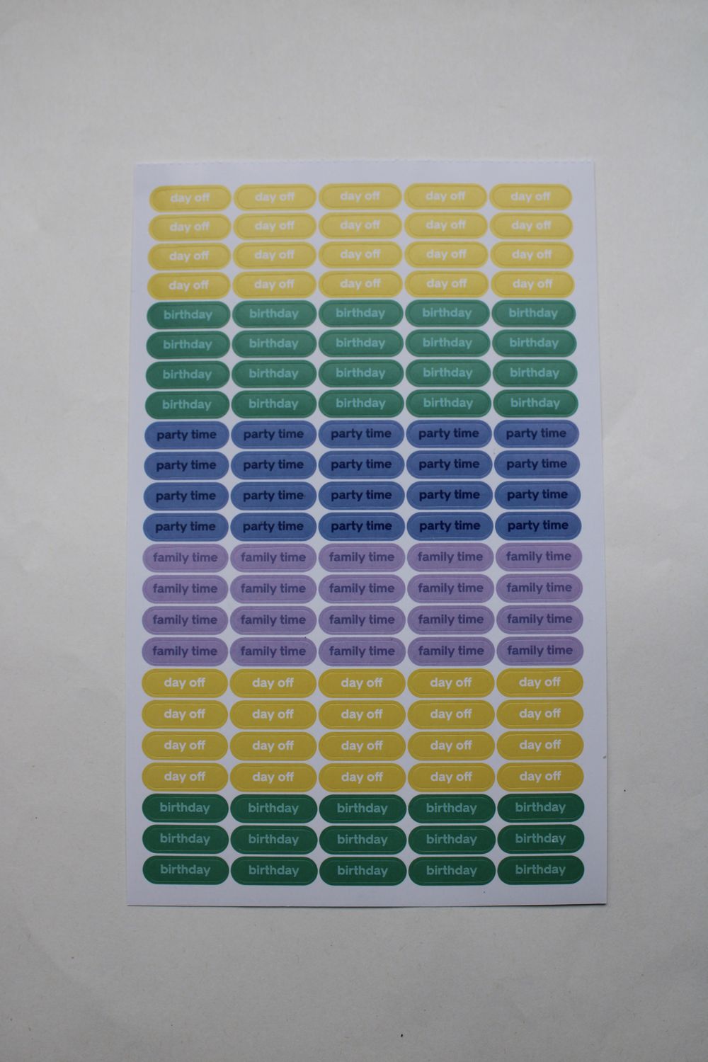 Sheet met planning stickers