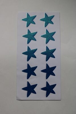 Stickersheet met blauwe glitter sterren