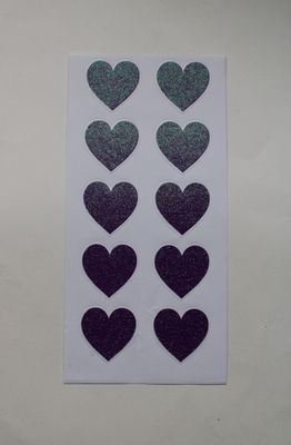 Stickersheet met paarse glitter harten
