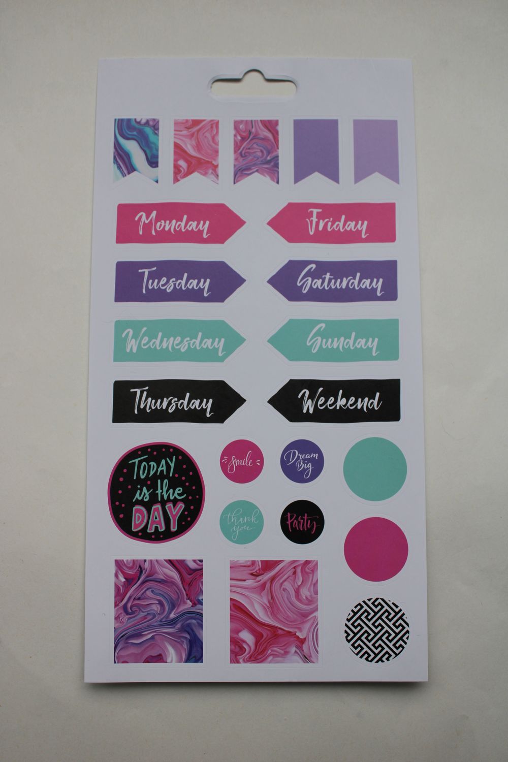 Sheet met diverse stickers