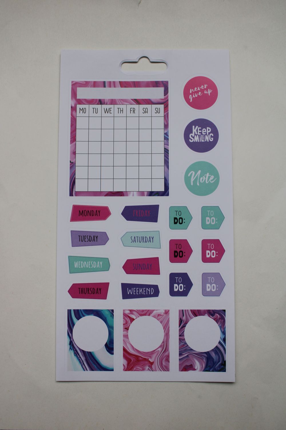 Sheet met diverse stickers