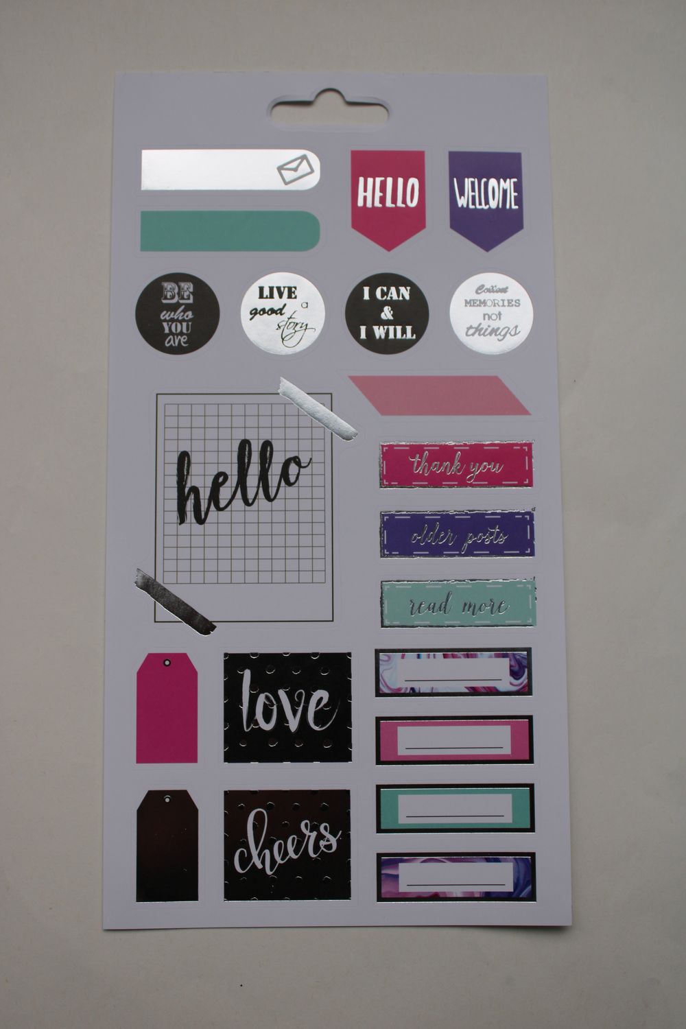 Sheet met diverse stickers