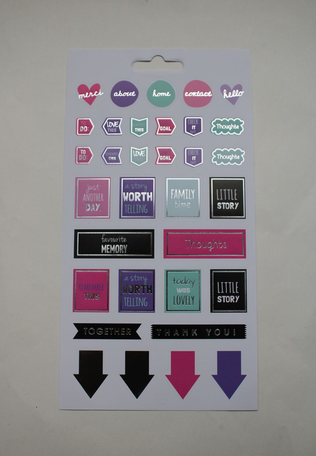Sheet met diverse stickers