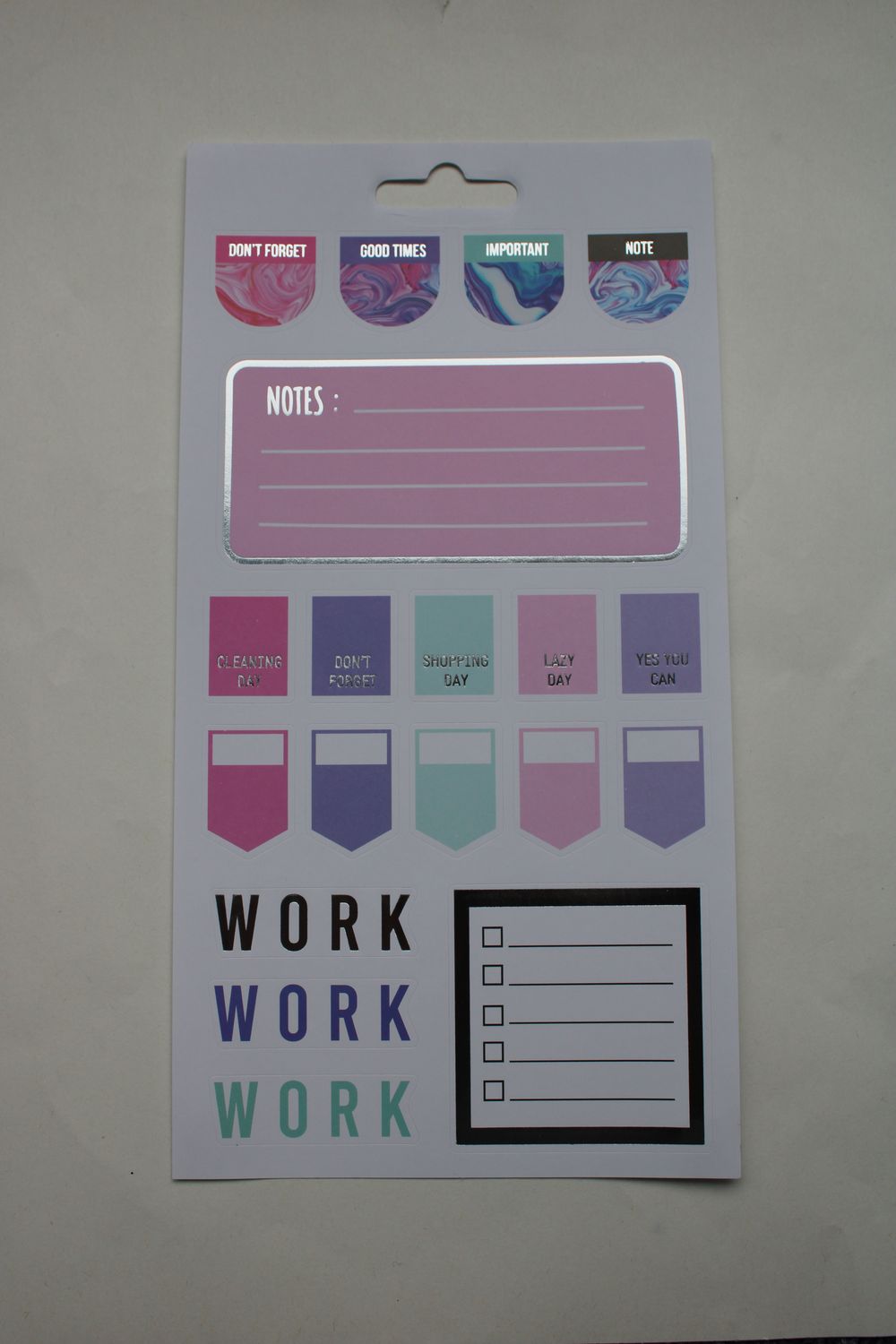 Sheet met diverse stickers