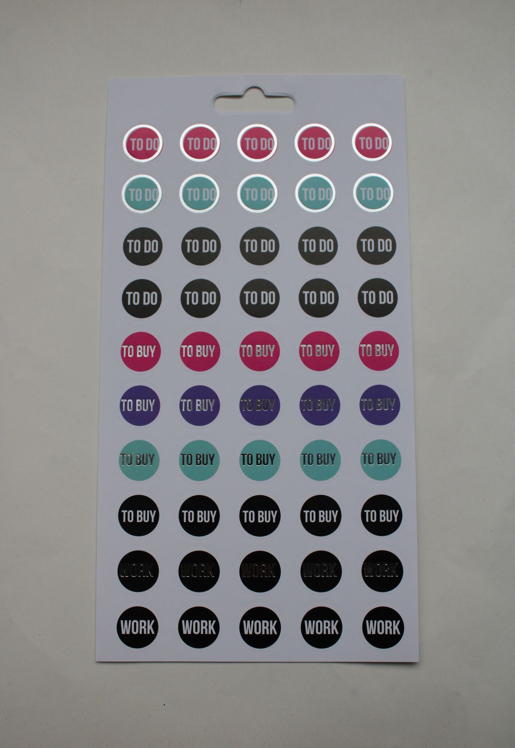Sheet met ronde planning stickers