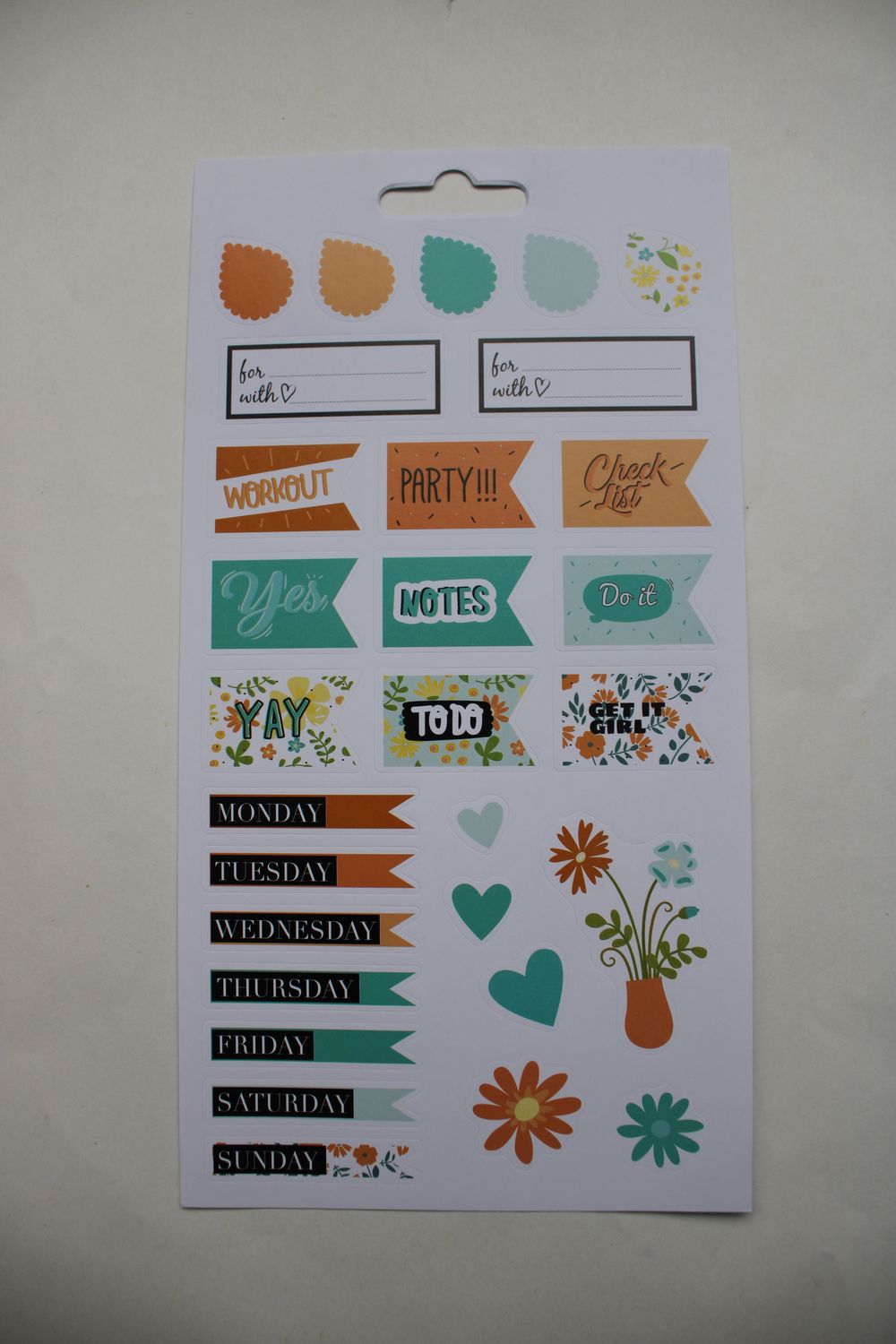 Sheet met diverse stickers