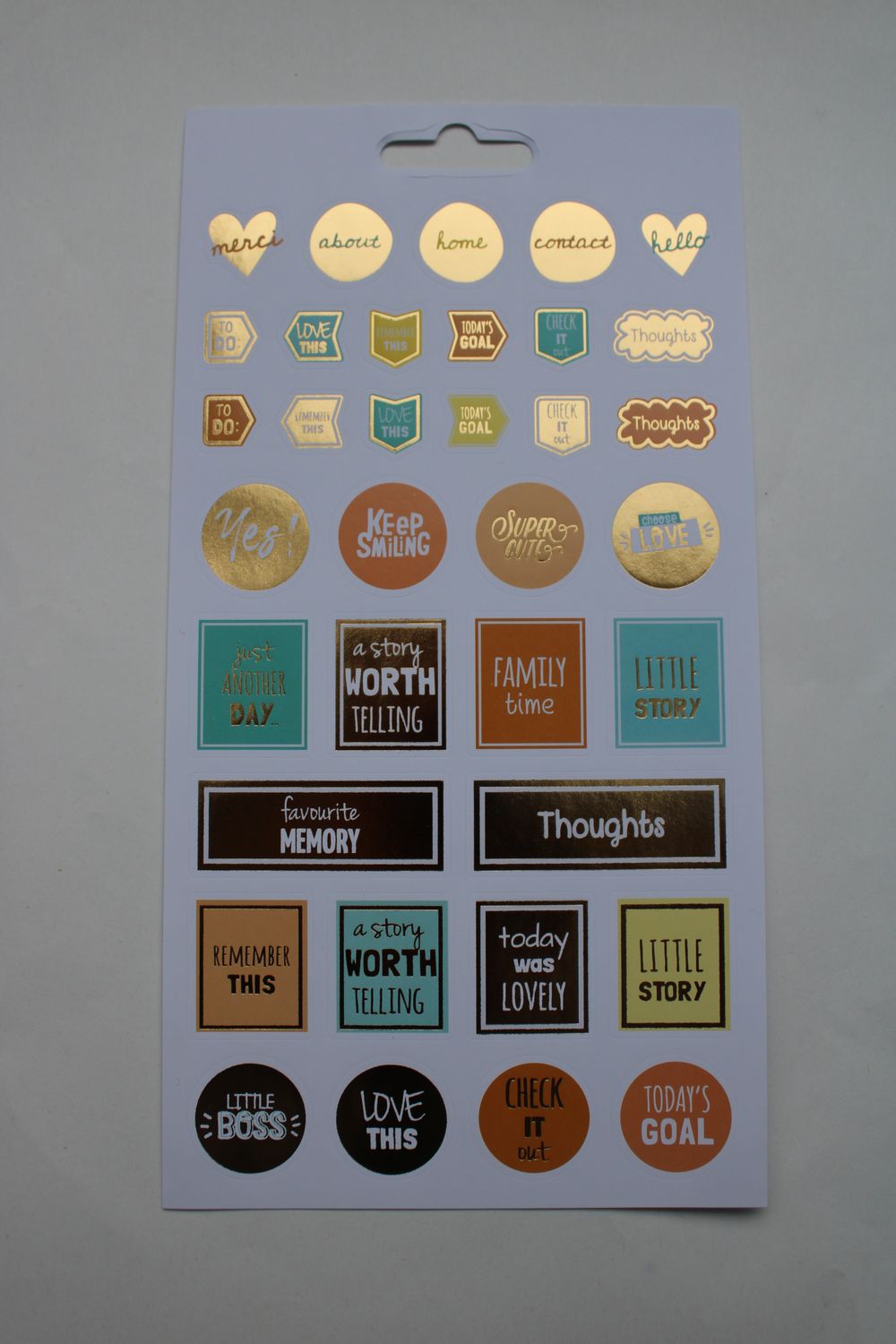 Sheet met diverse stickers
